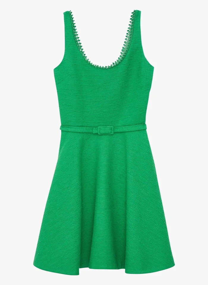 Tara Jarmon RITZ - Robe Courte Volantée En Coton Mélangé | Vert 1 Tara Jarmon RITZ - Robe Courte Volantée En Coton Mélangé | Vert