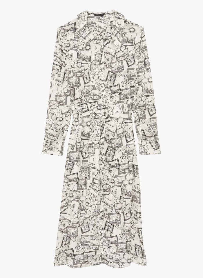 Tara Jarmon RACHELE - Robe Midi Col Chemise à Imprimés | Blanc 2 Tara Jarmon RACHELE - Robe Midi Col Chemise à Imprimés | Blanc – Image 2