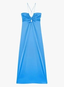 Tara Jarmon ROSALIA - Robe Longue Effet Satin En Lyocell | Bleu -Place 4103312