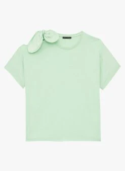 Tara Jarmon TARABOW - Tee-shirt à Noeud En Coton | Vert -Place 4103344