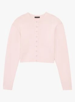 Tara Jarmon GREGOIRE - Gilet Court Col Rond En Coton Mélangé | Rose -Place 4132322