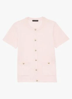 Tara Jarmon GEORGY - Gilet Col Rond En Coton Fin | Rose