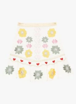 Tara Jarmon JOSHUA - Jupe Trapèze Brodée à Sequins En Coton | Blanc -Place 4132326