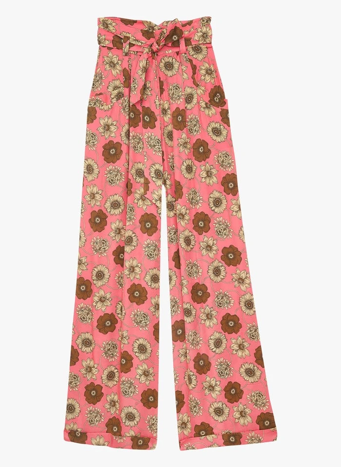 Tara Jarmon PYLA - Pantalon Large Taille Haute Imprimé | Rose 3 Tara Jarmon PYLA - Pantalon Large Taille Haute Imprimé | Rose – Image 3