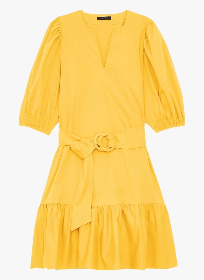 Tara Jarmon ROSABETTA - Robe Courte Col Tunisien En Coton Mélangé | Jaune 1 Tara Jarmon ROSABETTA - Robe Courte Col Tunisien En Coton Mélangé | Jaune