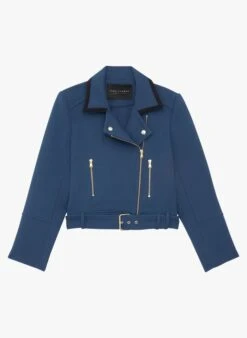 Tara Jarmon VITTORIO - Blouson Court Col Tailleur En Coton | Bleu