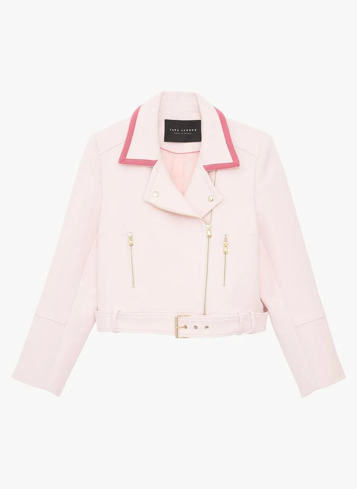 Tara Jarmon VITTORIO - Blouson Court Col Tailleur En Coton | Rose 1 Tara Jarmon VITTORIO - Blouson Court Col Tailleur En Coton | Rose