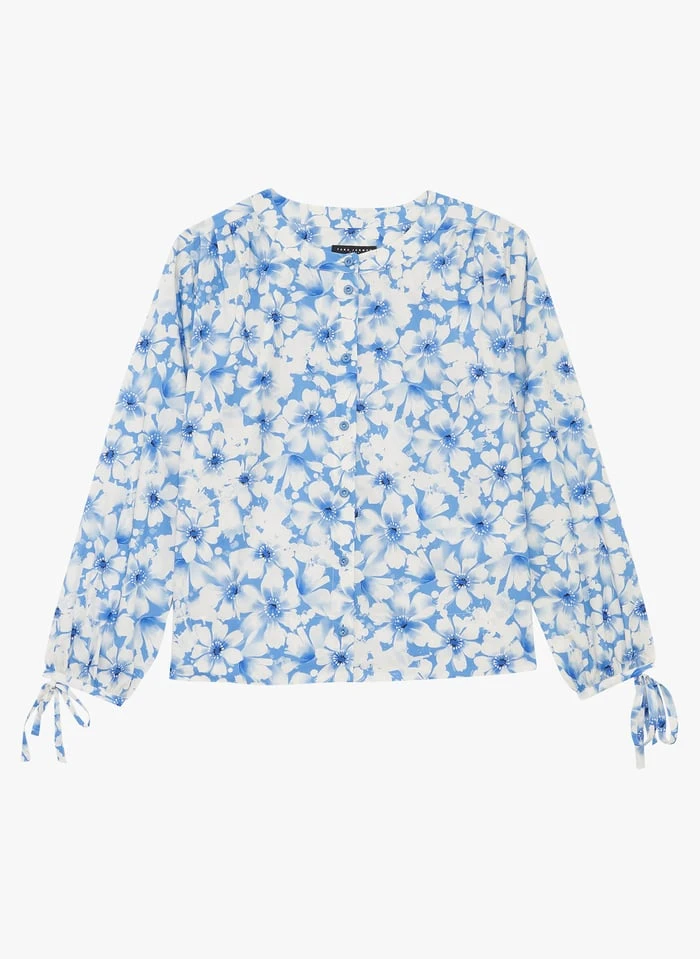 Tara Jarmon CRISTINE - Chemise Col Rond En Coton | Bleu 3 Tara Jarmon CRISTINE - Chemise Col Rond En Coton | Bleu – Image 3