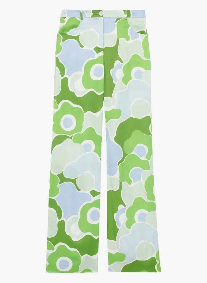 Tara Jarmon POE - Pantalon Palazzo En Viscose Imprimée | Vert 3 Tara Jarmon POE - Pantalon Palazzo En Viscose Imprimée | Vert – Image 3