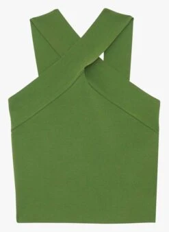 Tara Jarmon PRANA - Top Court Croisé Uni | Vert -Place 4188900