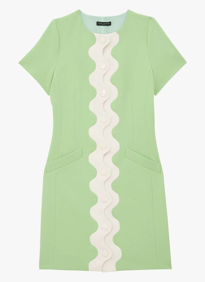 Tara Jarmon ROSSIA - Robe Courte Col Rond à Rayure | Vert 2 Tara Jarmon ROSSIA - Robe Courte Col Rond à Rayure | Vert – Image 2