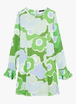 Tara Jarmon RAEL - Robe Courte Col Rond Imprimée | Vert -Place 4188912