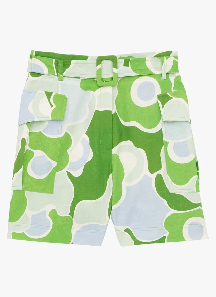 Tara Jarmon SYLVIE - Short Droit Imprimé En Lin Et Coton | Vert 3 Tara Jarmon SYLVIE - Short Droit Imprimé En Lin Et Coton | Vert – Image 3