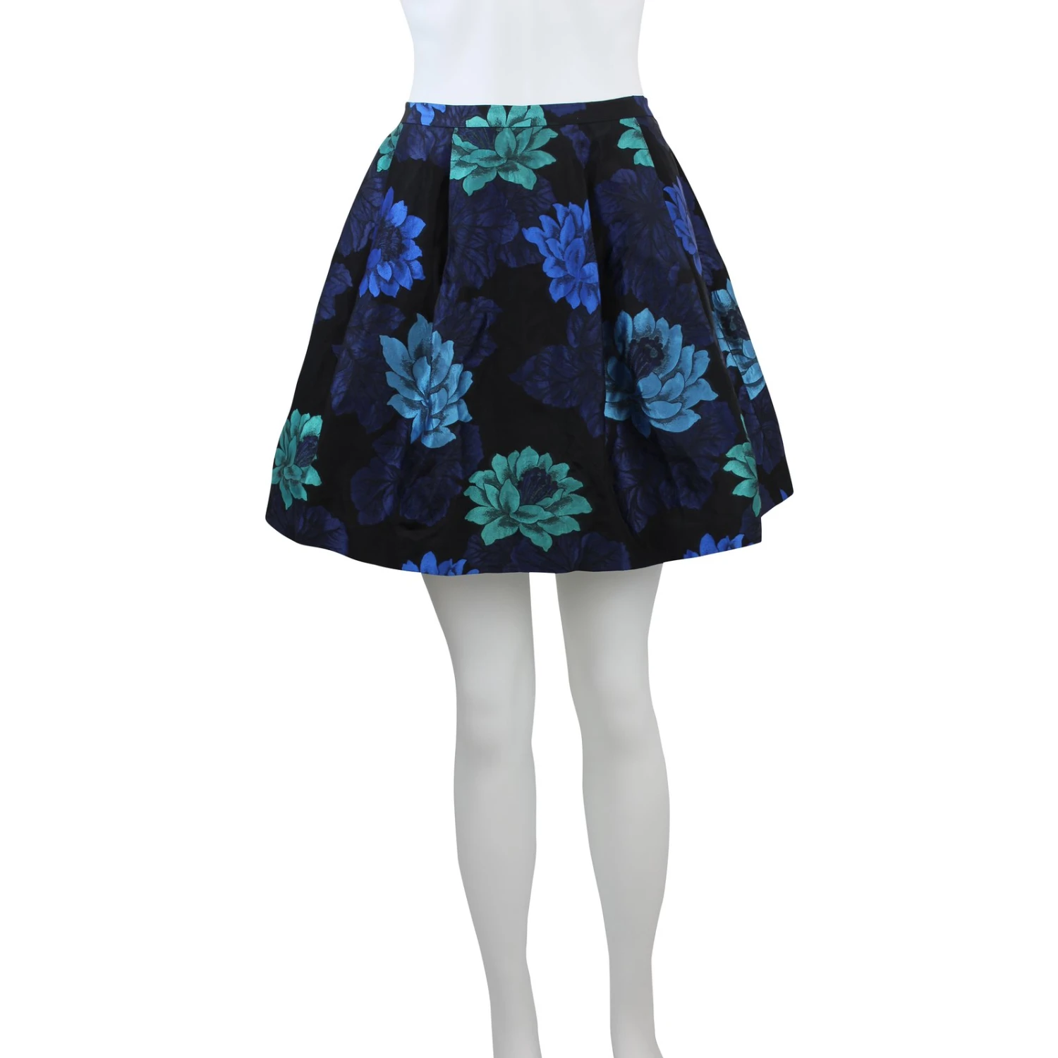 Tara Jarmon Jupe Motif Floral Noir Bleu Vert 2 Tara Jarmon Jupe Motif Floral Noir Bleu Vert – Image 2