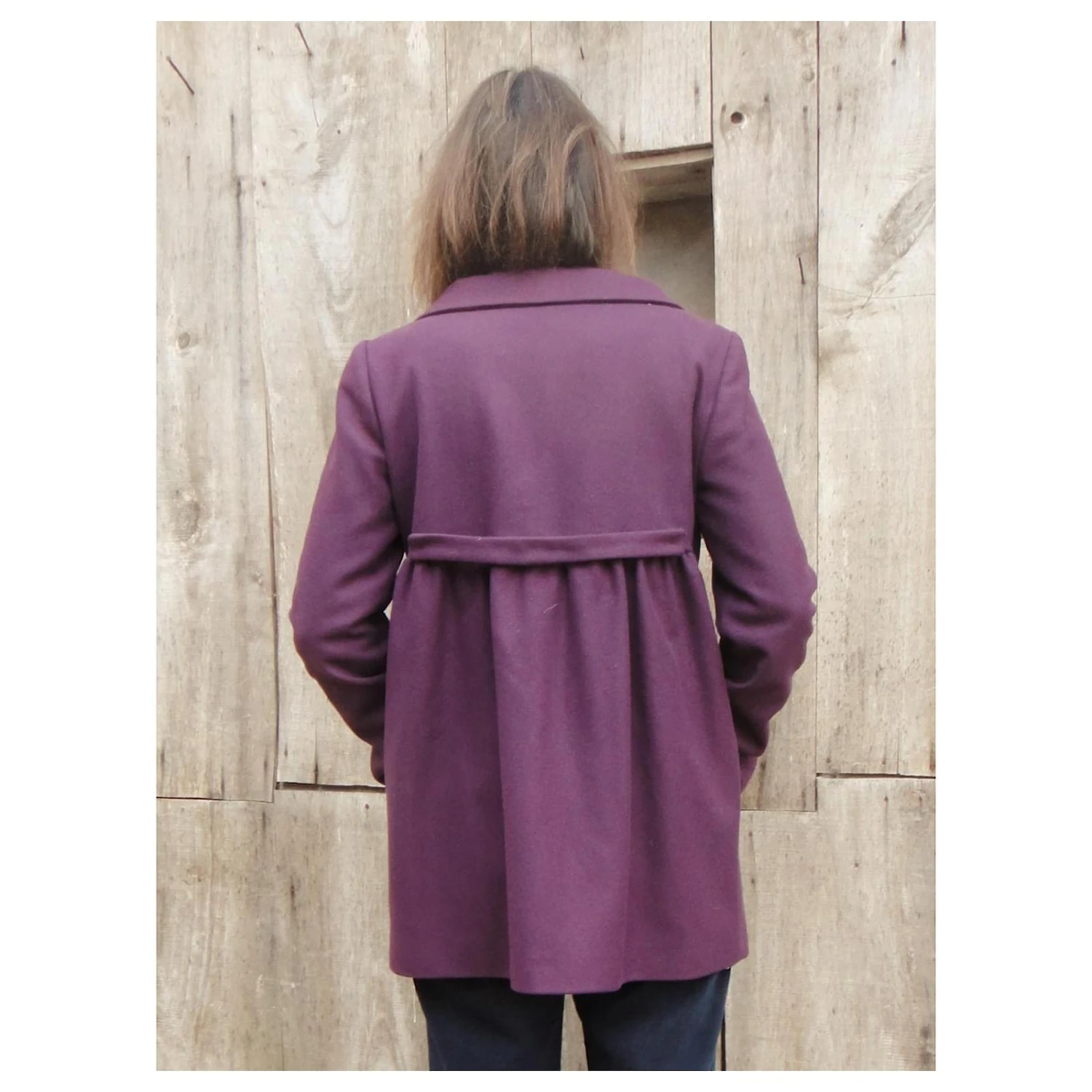 Manteau Court Tara Jarmon Taille 38 Violet Foncé 4 Manteau Court Tara Jarmon Taille 38 Violet Foncé – Image 4