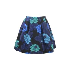 Tara Jarmon Jupe Motif Floral Noir Bleu Vert