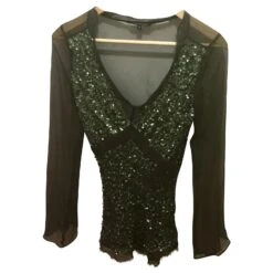 Tara Jarmon Tunique En Soie à Sequins Kaki Vert Olive